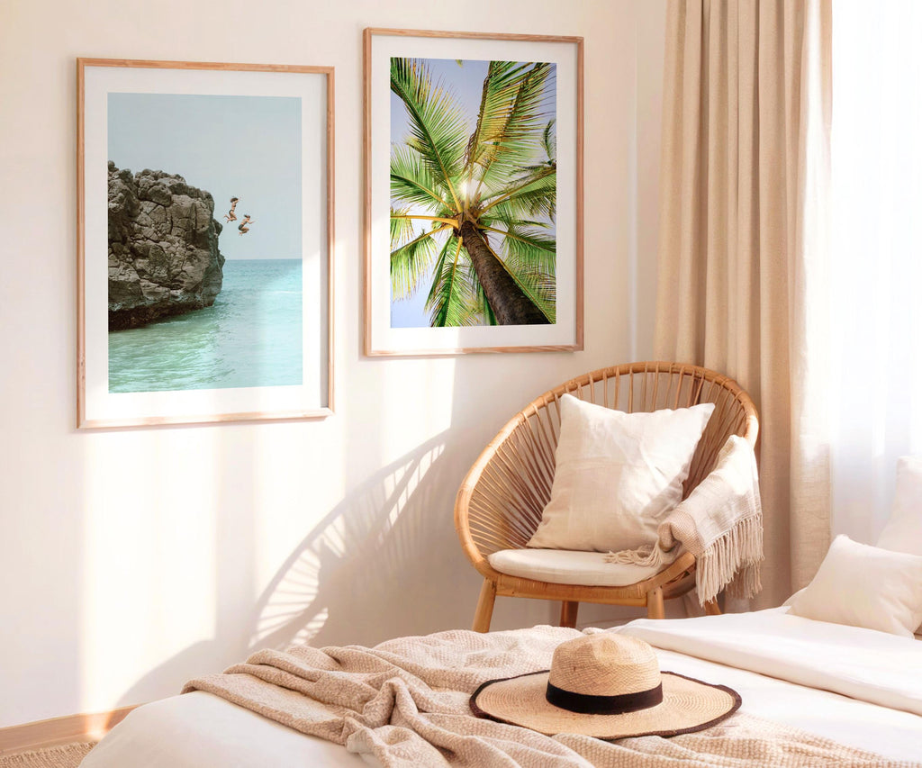 Set of 2 Coastal Beach Photography Prints, Pastel Boho Gallery Wall Art (Digital Download)