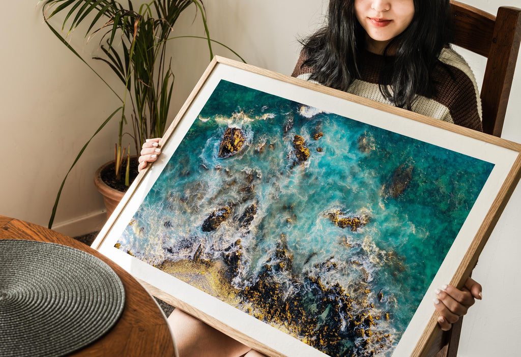 Coastal Print Digital Download, Pastel Beach Wall Art, Boho Coastal Photography, Summer Ocean Digital Poster, Aerial Ocean Poster