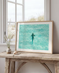 Ocean Coastal Wall Art, FRAMED or UNFRAMED Coastal Decor, Shark Art Print, Ocean Art Print, Shark Art, Shark Gifts, Large Blue Wall Art