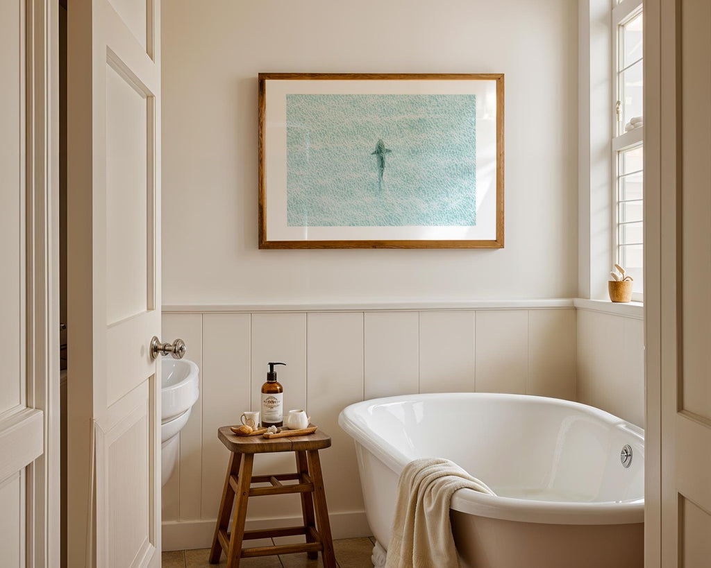 Boho Coastal Wall Art Prints, Beach House Decor, Nautical Posters, Ocean Aesthetic, Pastel Beach Wall Art, Shark Wall Art