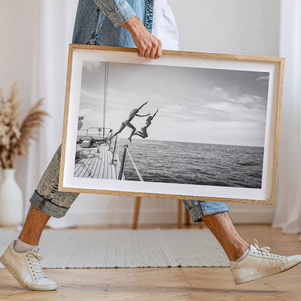 Black and White Beach FRAMED or UNFRAMED Wall Art, Coastal Print, Adventure Beach House Decor