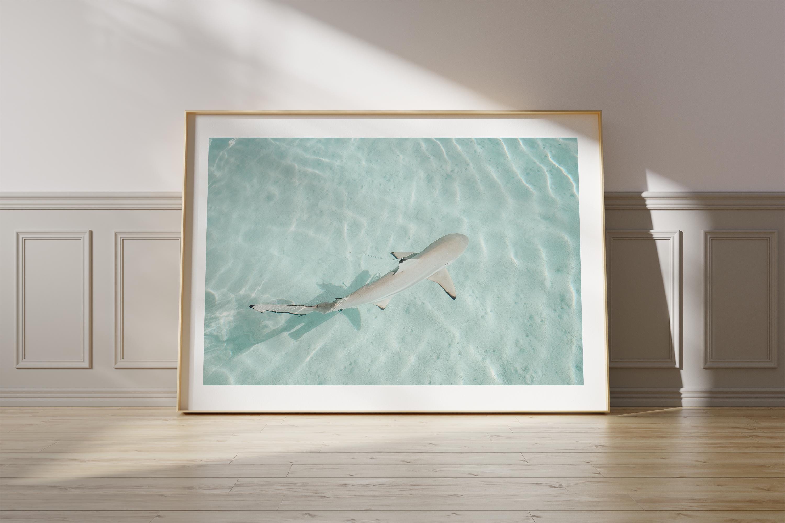 Minimalist Coastal Prints, Pastel Beach Wall Art, Boho Coastal Photography, Ocean Digital Poster, Shark Print, Printable Wall Art