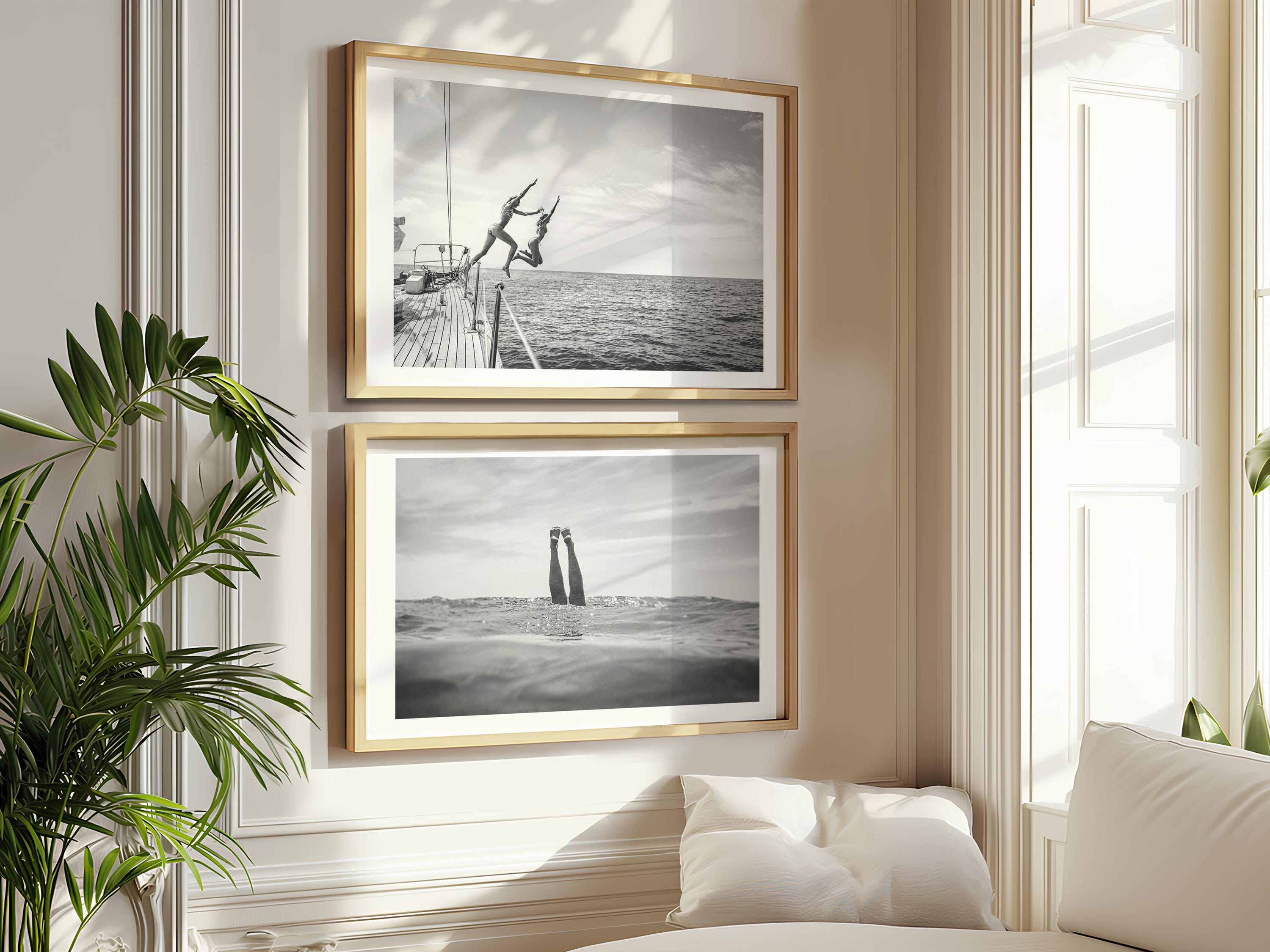 Coastal Set of 2 Prints, Black and White FRAMED or UNFRAMED Beach Gallery Wall Set, Boho Coastal Photography, Beach BUNDLE