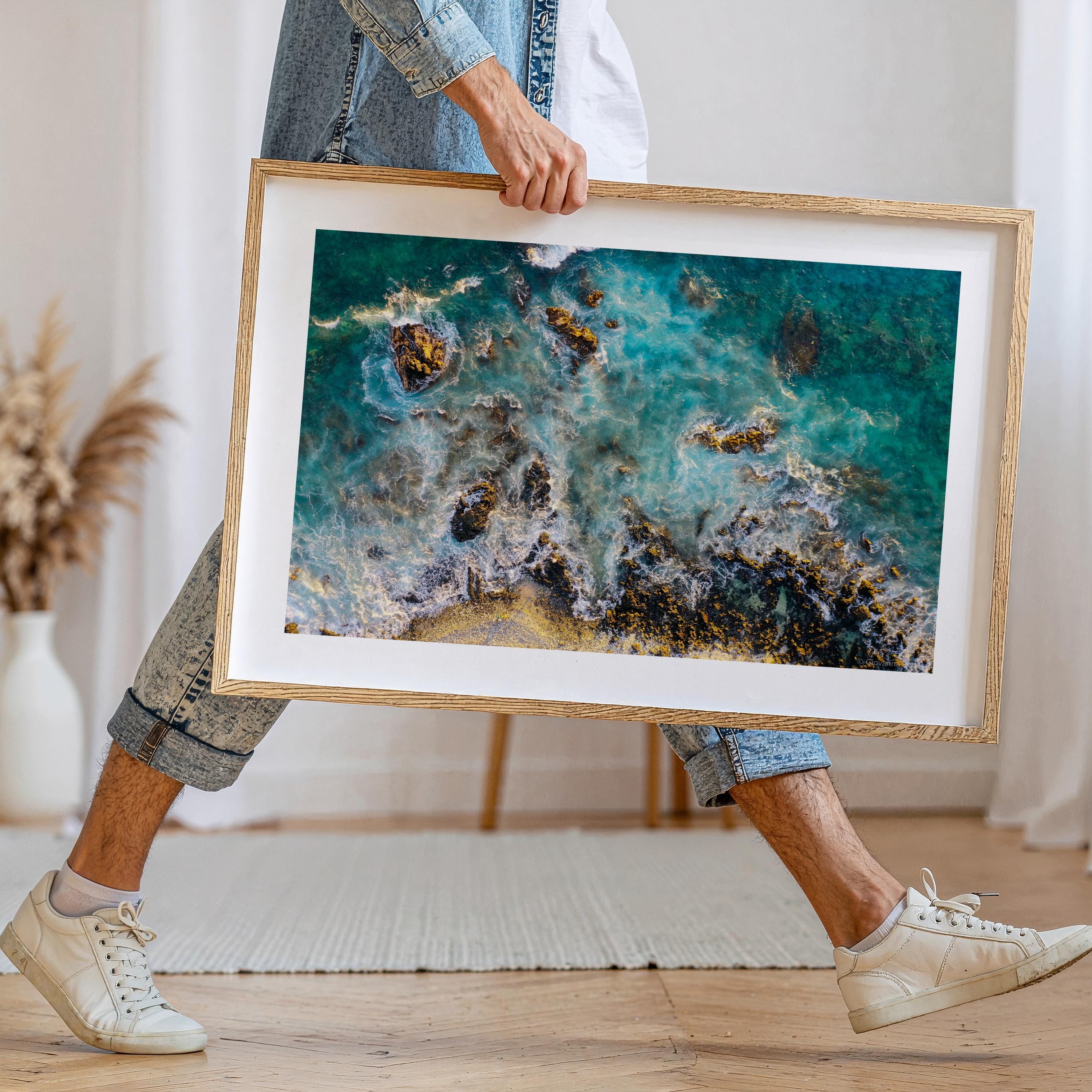 Coastal Print Digital Download, Pastel Beach Wall Art, Boho Coastal Photography, Summer Ocean Digital Poster, Aerial Ocean Poster