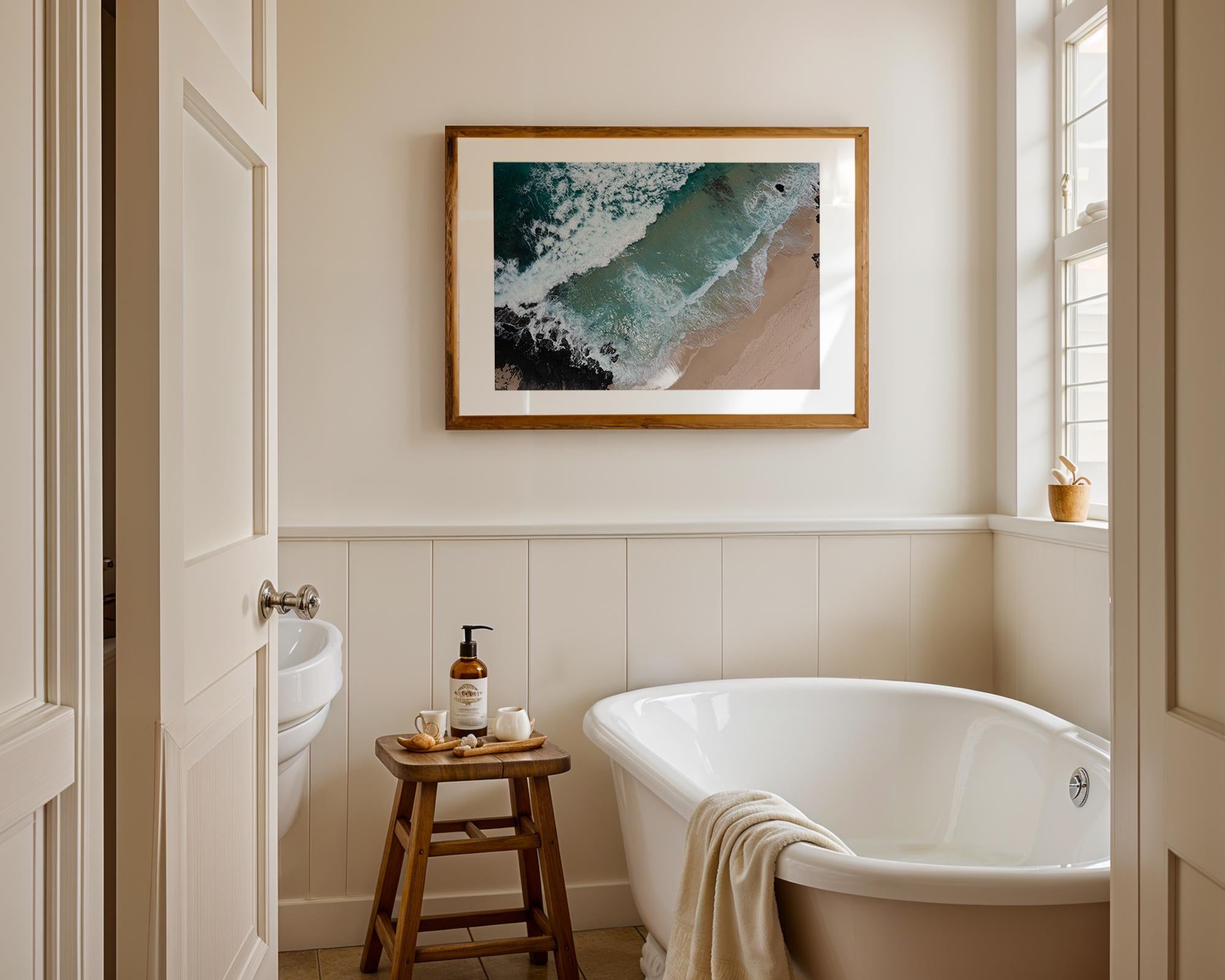 Coastal Print Digital Download, Pastel Beach Wall Art, Boho Coastal Photography, Summer Ocean Digital Poster, Aerial Ocean Poster