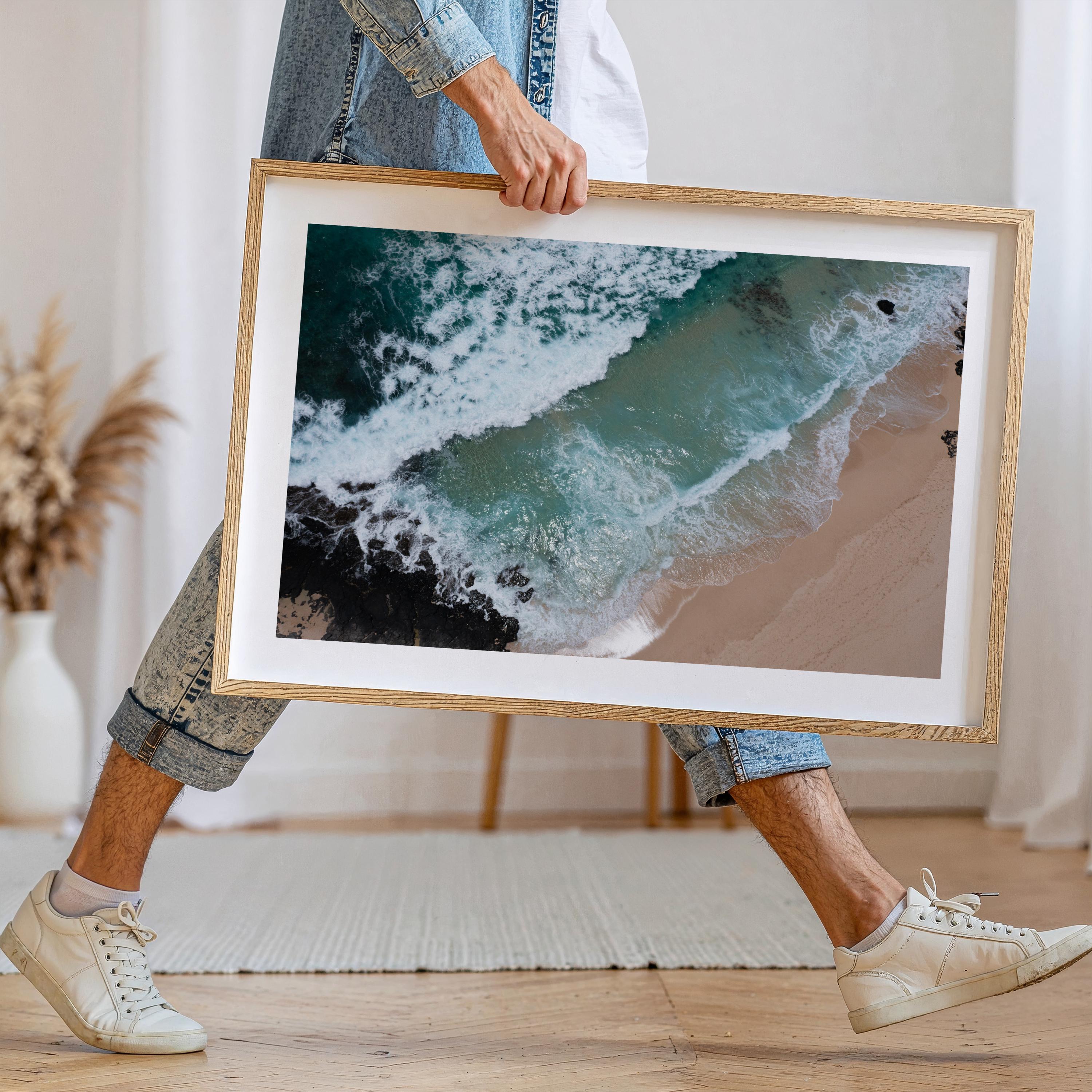 Coastal Print Digital Download, Pastel Beach Wall Art, Boho Coastal Photography, Summer Ocean Digital Poster, Aerial Ocean Poster