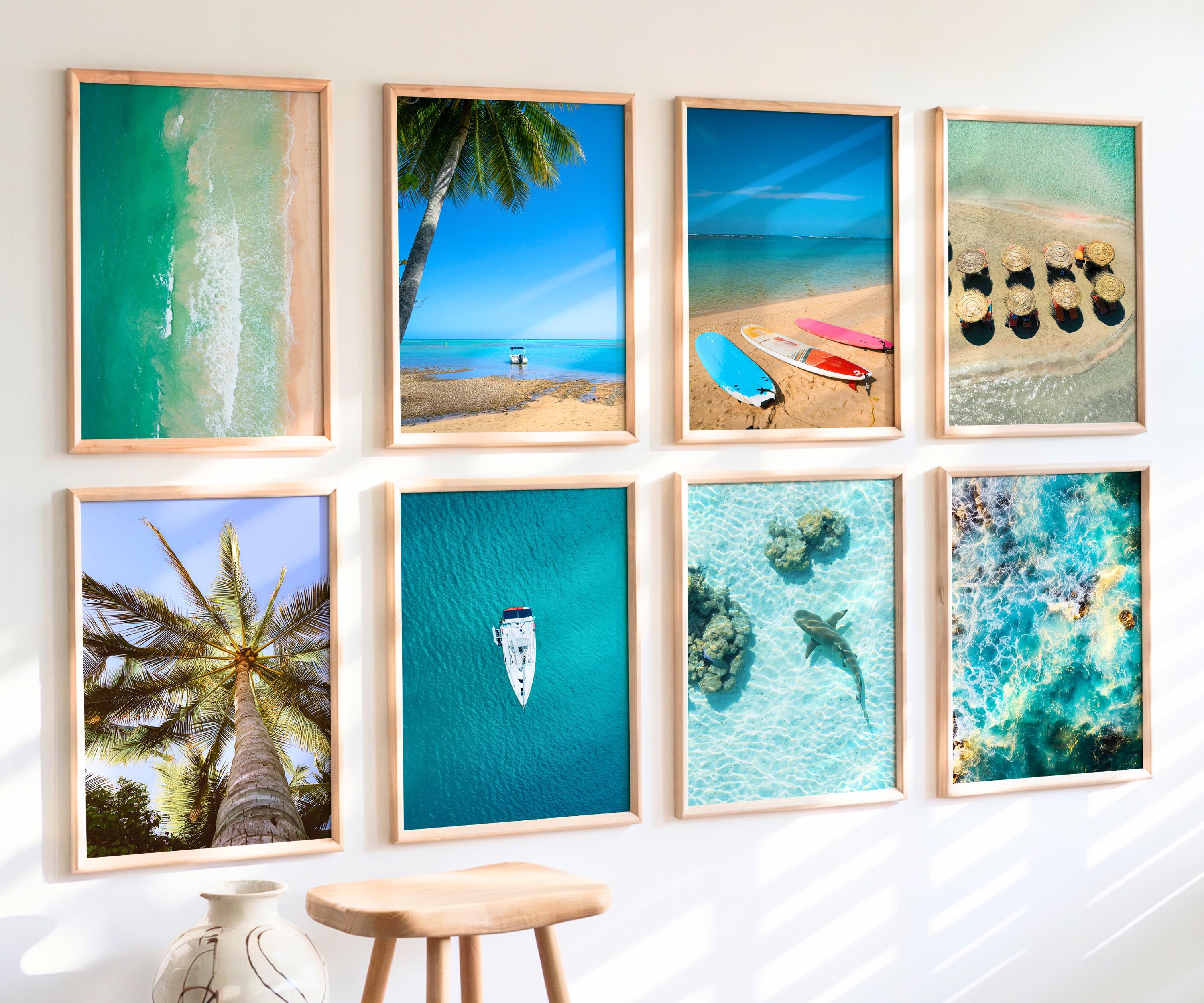 Coastal Prints, beach gallery wall art, boho coastal photography, summer ocean digital posters, printable wall art, shark art print