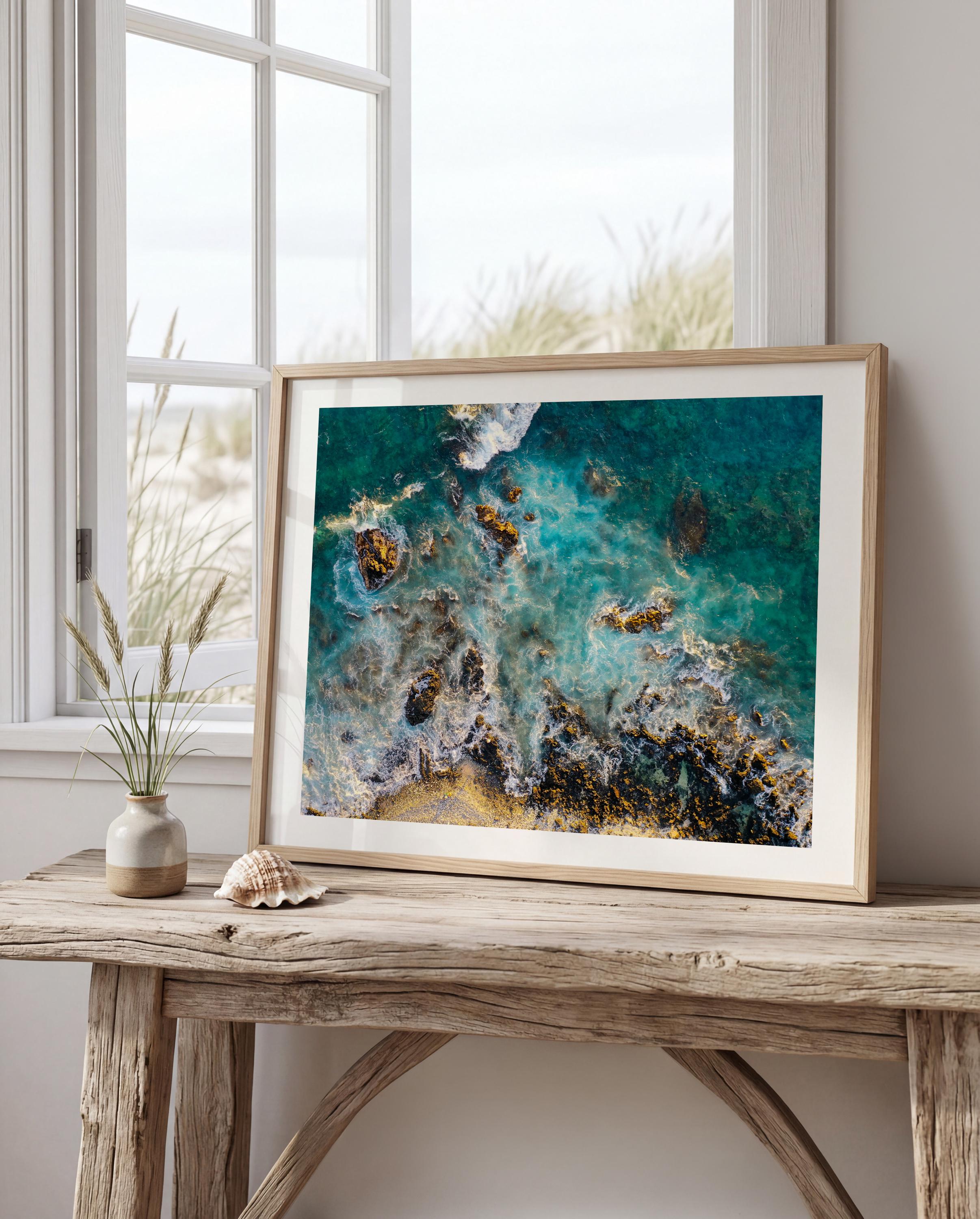 Coastal Print Digital Download, Pastel Beach Wall Art, Boho Coastal Photography, Summer Ocean Digital Poster, Aerial Ocean Poster