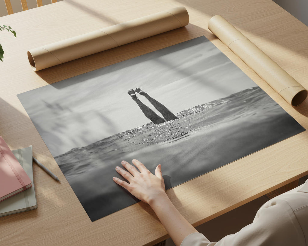 Black and White FRAMED or UNFRAMED Wall Art, Beach Photography Framed, B&W Boho Coastal Photography, Summer Ocean Poster, Coastal Decor