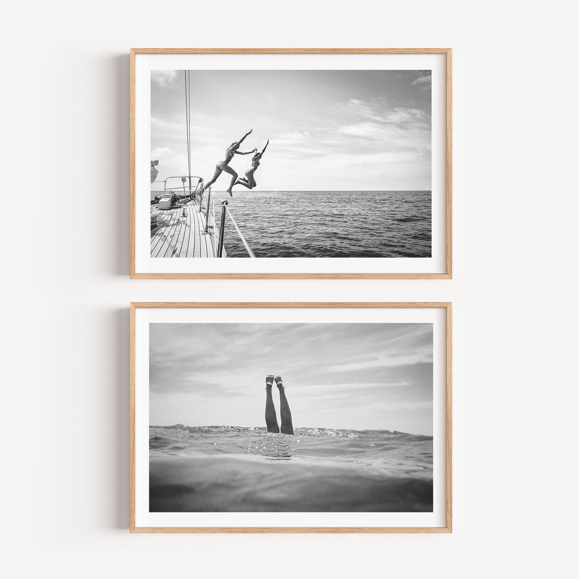 Coastal Set of 2 Prints, Black and White FRAMED or UNFRAMED Beach Gallery Wall Set, Boho Coastal Photography, Beach BUNDLE