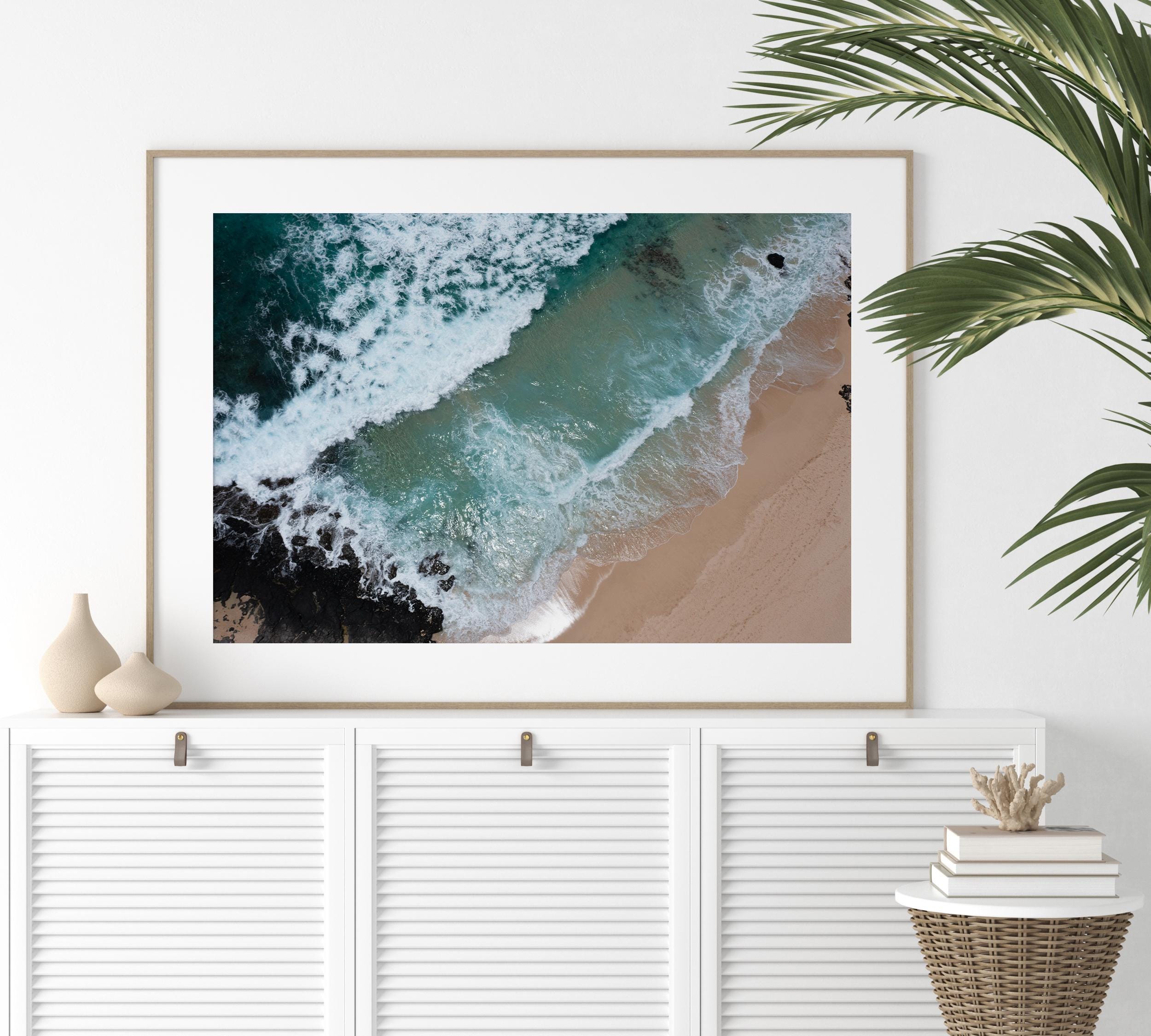 Coastal Print Digital Download, Pastel Beach Wall Art, Boho Coastal Photography, Summer Ocean Digital Poster, Aerial Ocean Poster