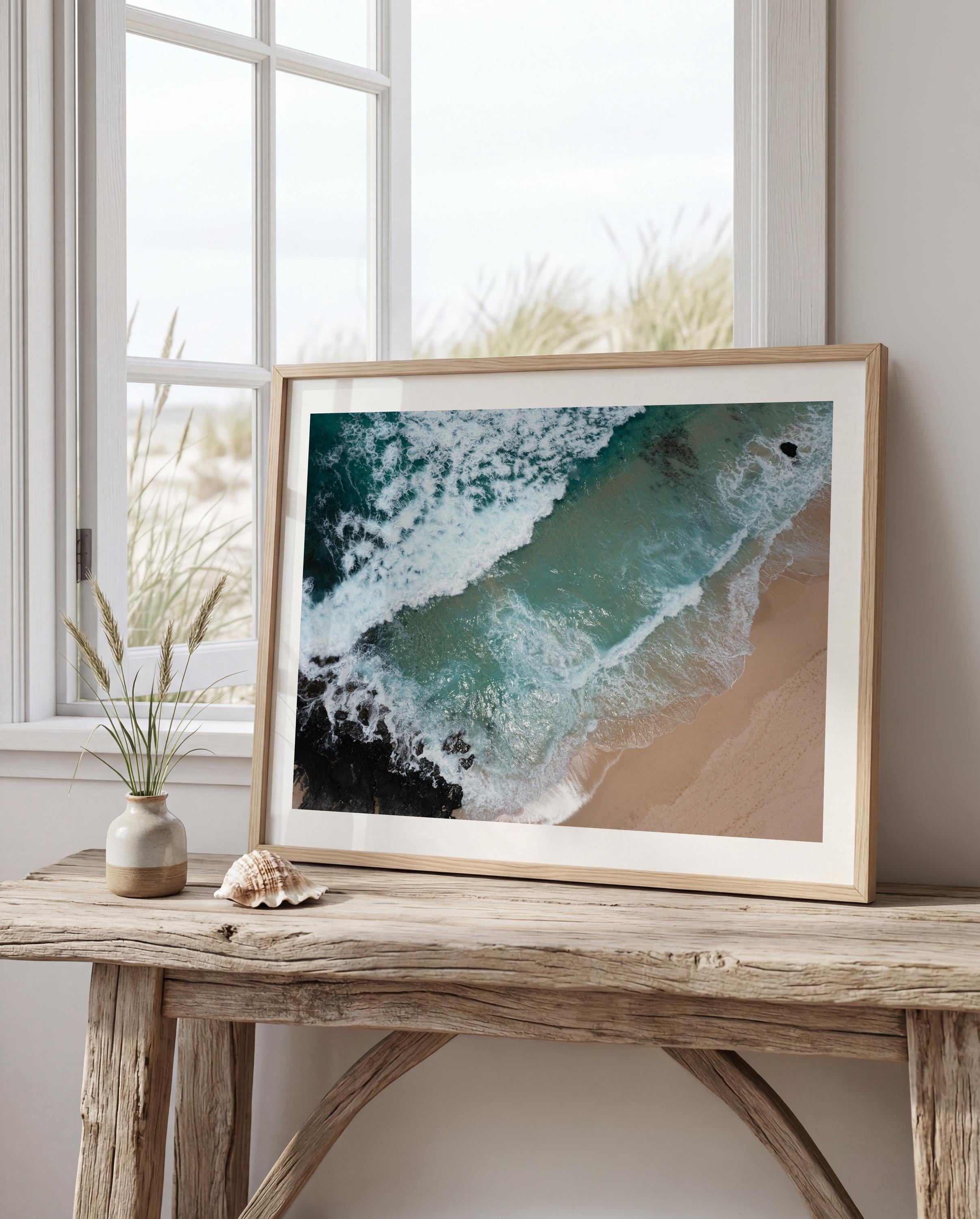 Coastal Print Digital Download, Pastel Beach Wall Art, Boho Coastal Photography, Summer Ocean Digital Poster, Aerial Ocean Poster