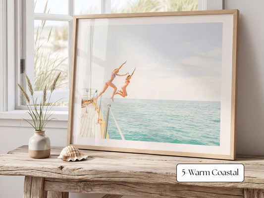 Blue Coastal Print FRAMED or UNFRAMED, Pastel Beach Wall Art, Coastal Wall Art, Summer Ocean Poster, Coastal Decor