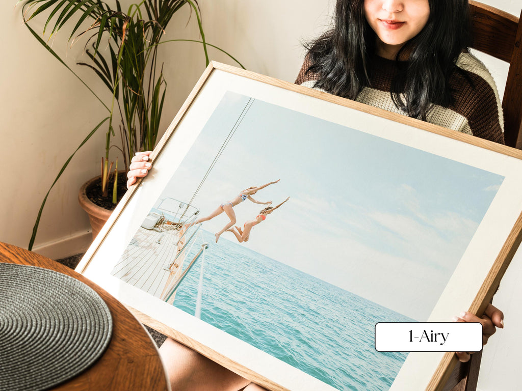 Coastal Print FRAMED or UNFRAMED, Pastel Beach Wall Art, Boho Coastal Photography, Summer Ocean Poster, Girls Jumping Print