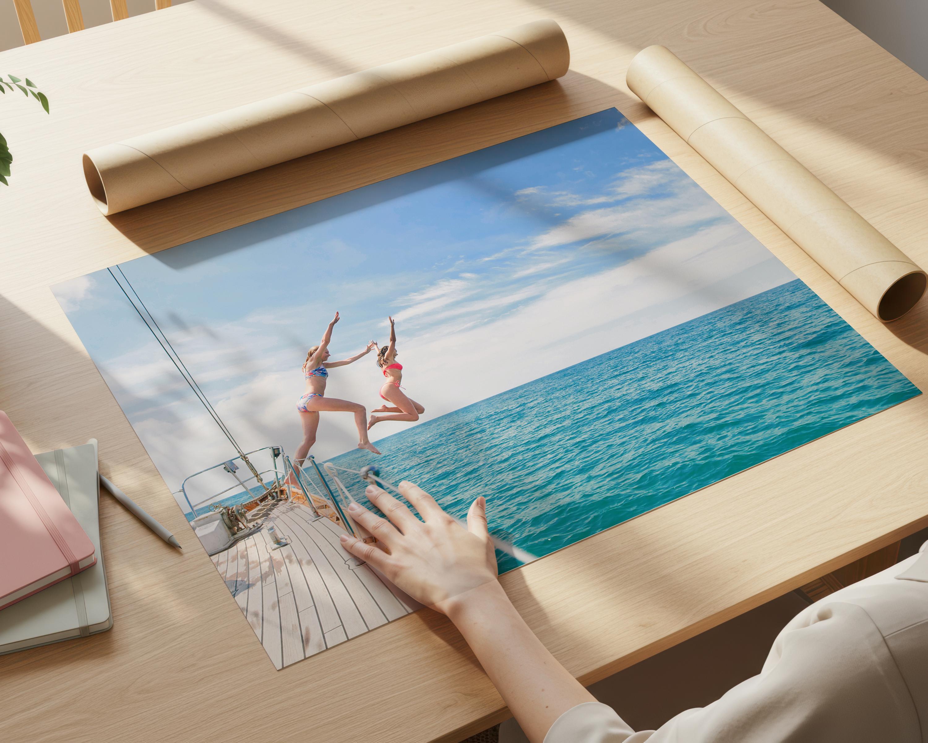 Vibrant Coastal Print Digital Download, Colorful Beach Wall Art, Boho Coastal Photography, Summer Ocean Poster, Girls Jumping Print