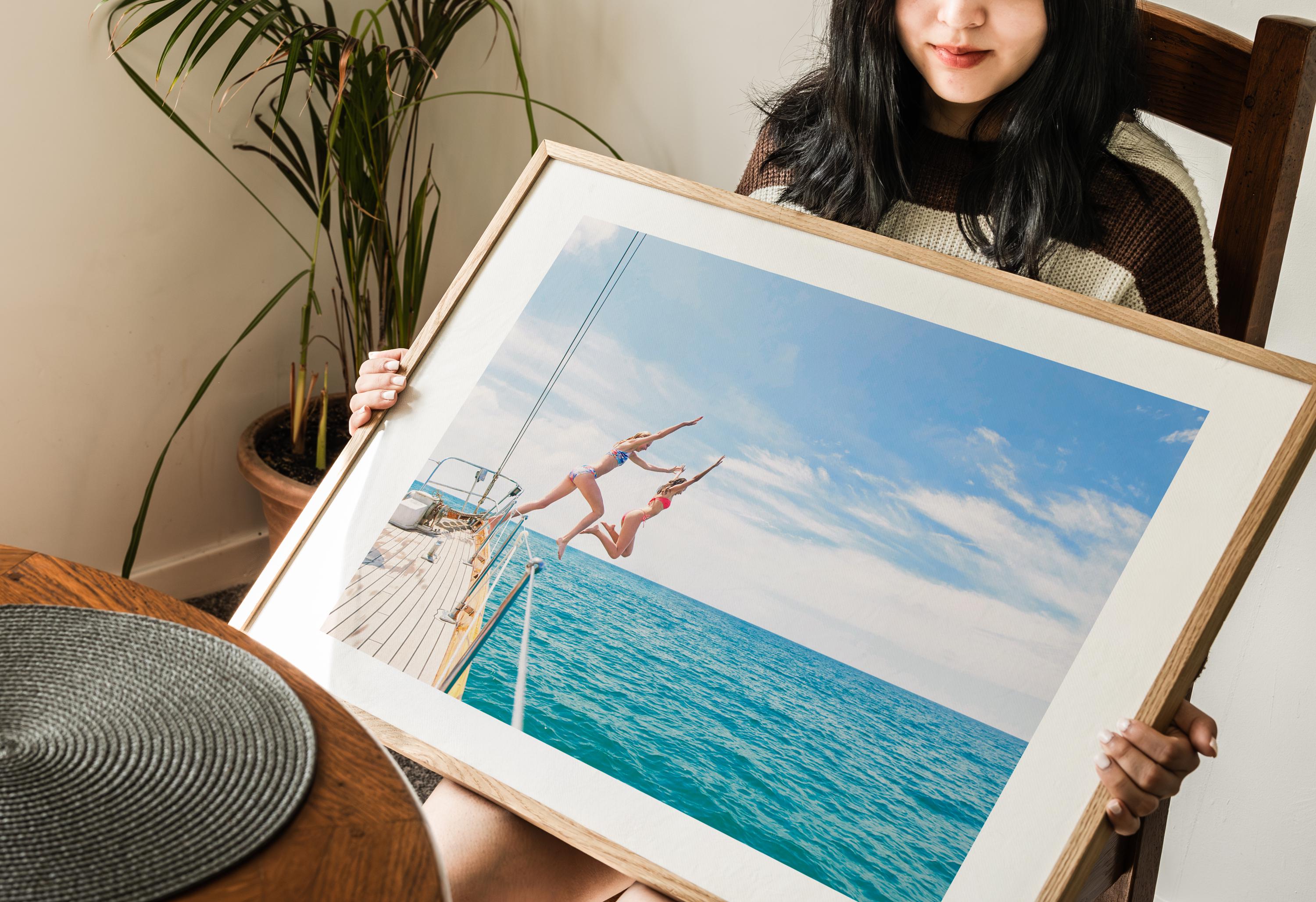 Vibrant Coastal Print Digital Download, Colorful Beach Wall Art, Boho Coastal Photography, Summer Ocean Poster, Girls Jumping Print