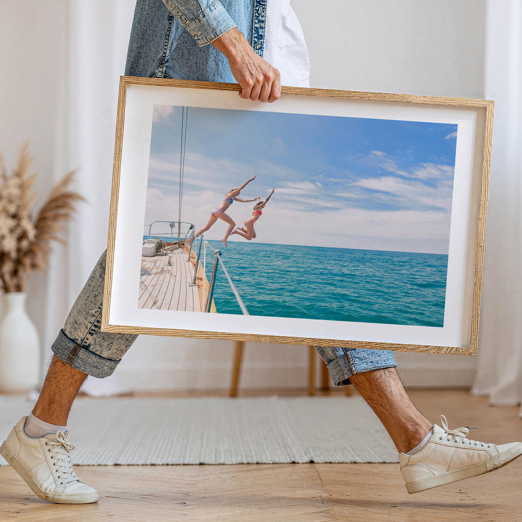 Vibrant Coastal Print Digital Download, Colorful Beach Wall Art, Boho Coastal Photography, Summer Ocean Poster, Girls Jumping Print