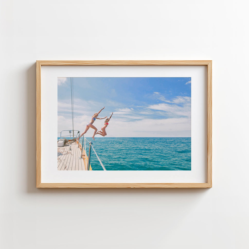 Vibrant Coastal Print Digital Download, Colorful Beach Wall Art, Boho Coastal Photography, Summer Ocean Poster, Girls Jumping Print