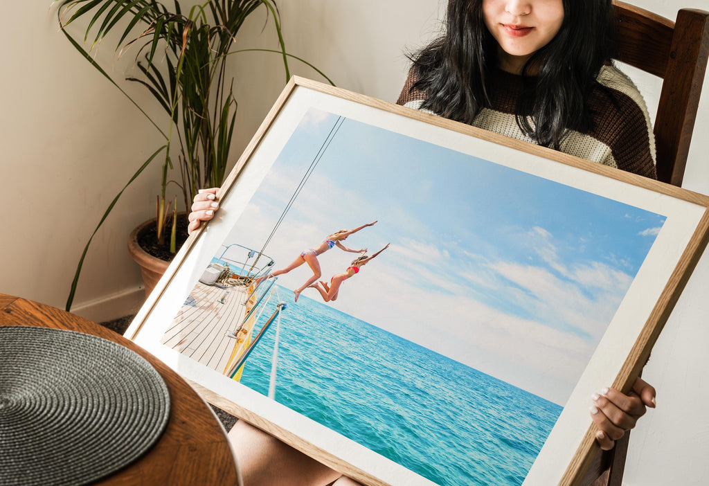 Vibrant Coastal Print Digital Download, Colorful Beach Wall Art, Boho Coastal Photography, Summer Ocean Poster, Girls Jumping Print