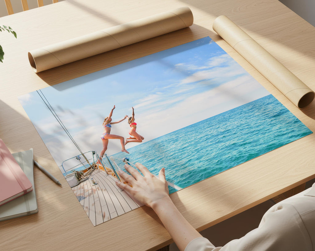 Vibrant Coastal Print Digital Download, Colorful Beach Wall Art, Boho Coastal Photography, Summer Ocean Poster, Girls Jumping Print