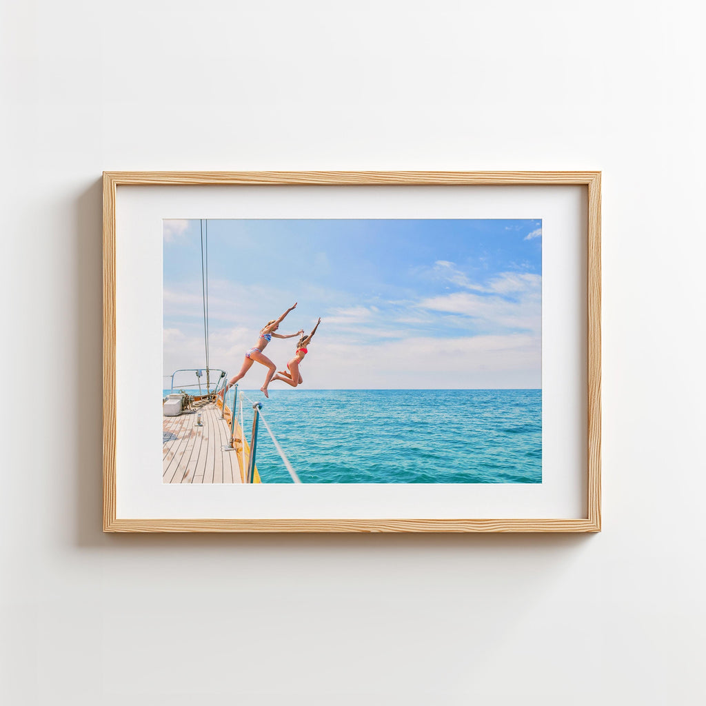 Vibrant Coastal Print Digital Download, Colorful Beach Wall Art, Boho Coastal Photography, Summer Ocean Poster, Girls Jumping Print