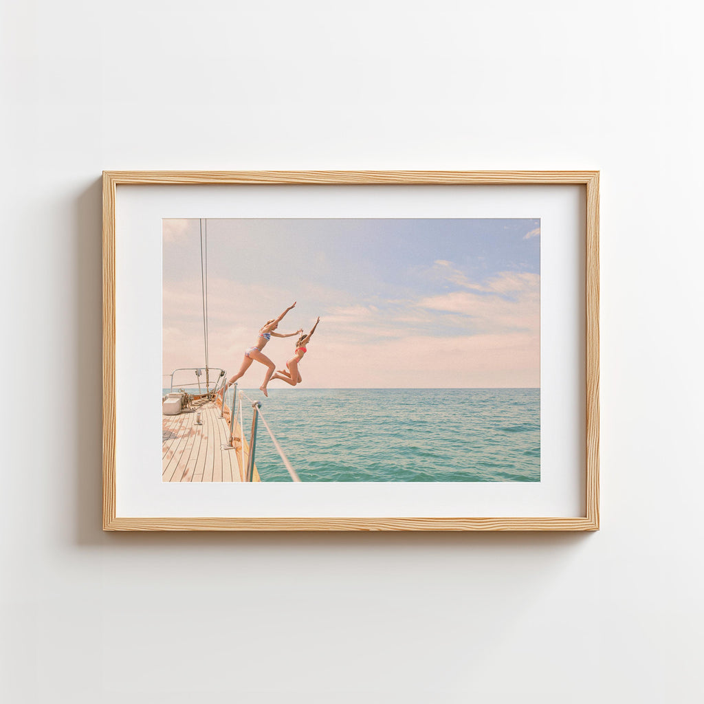 Coastal Print Digital Download, Colorful Beach Wall Art, Boho Coastal Photography, Summer Ocean Poster, Girls Jumping Print