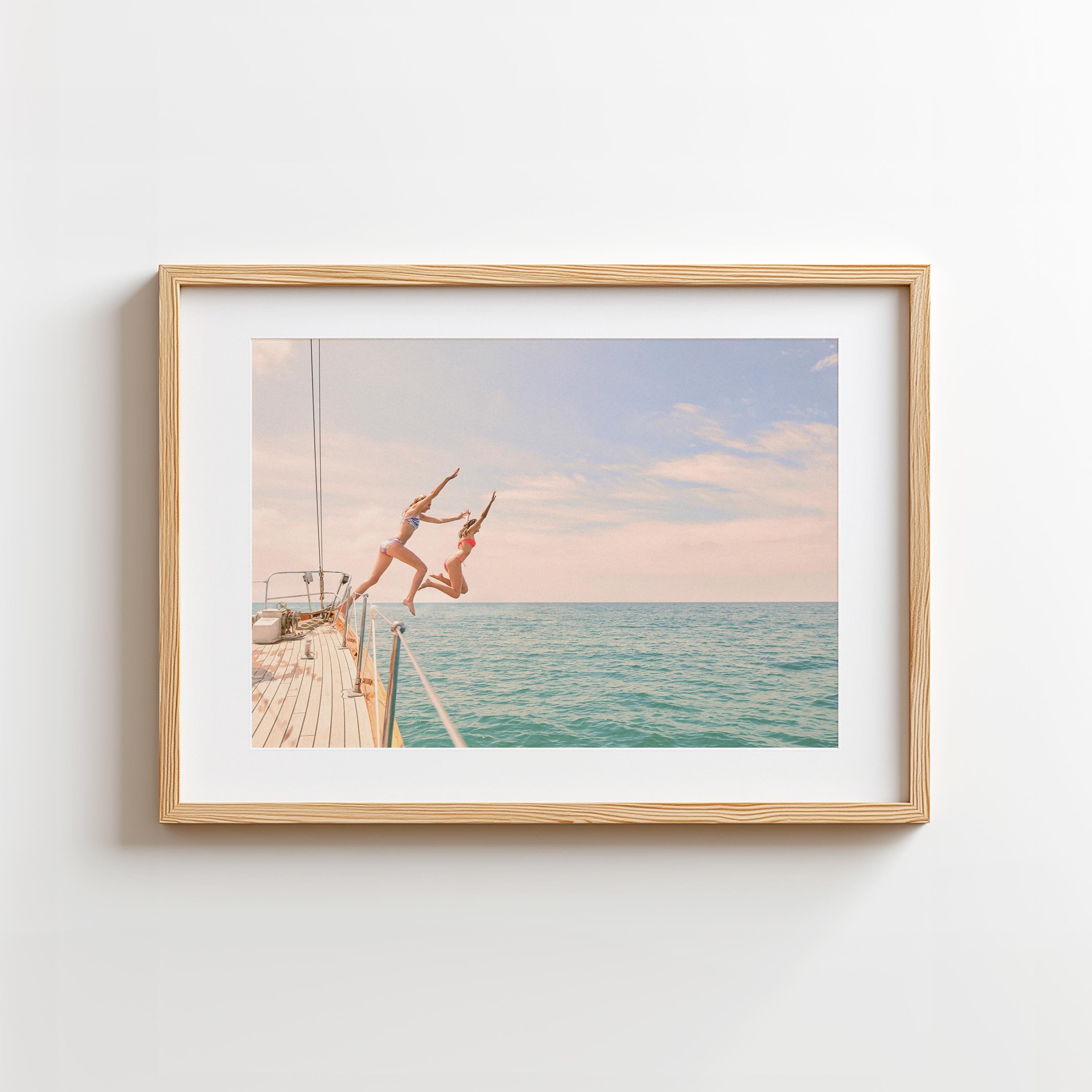 Coastal Print Digital Download, Colorful Beach Wall Art, Boho Coastal Photography, Summer Ocean Poster, Girls Jumping Print