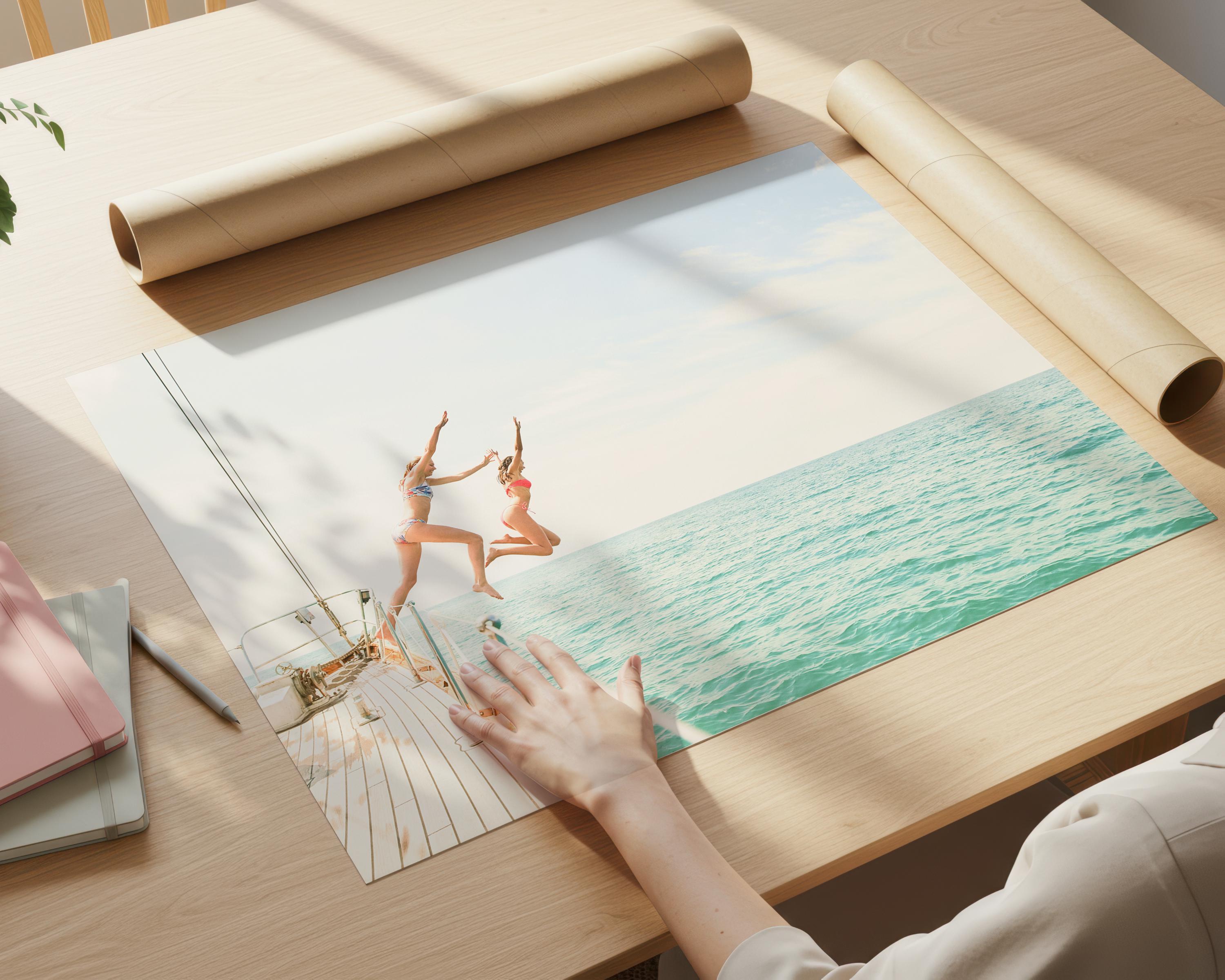 Coastal Print Digital Download, Pastel Beach Wall Art, Boho Coastal Photography, Summer Ocean Poster, Girls Jumping Art, Instant Download
