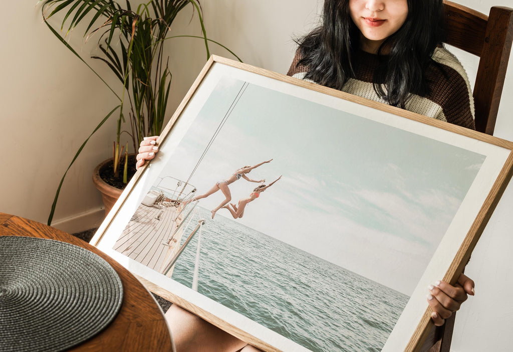 Coastal Print Digital Download, Pastel Beach Wall Art, Boho Coastal Photography, Summer Ocean Poster, Girls Jumping Art, Instant Download