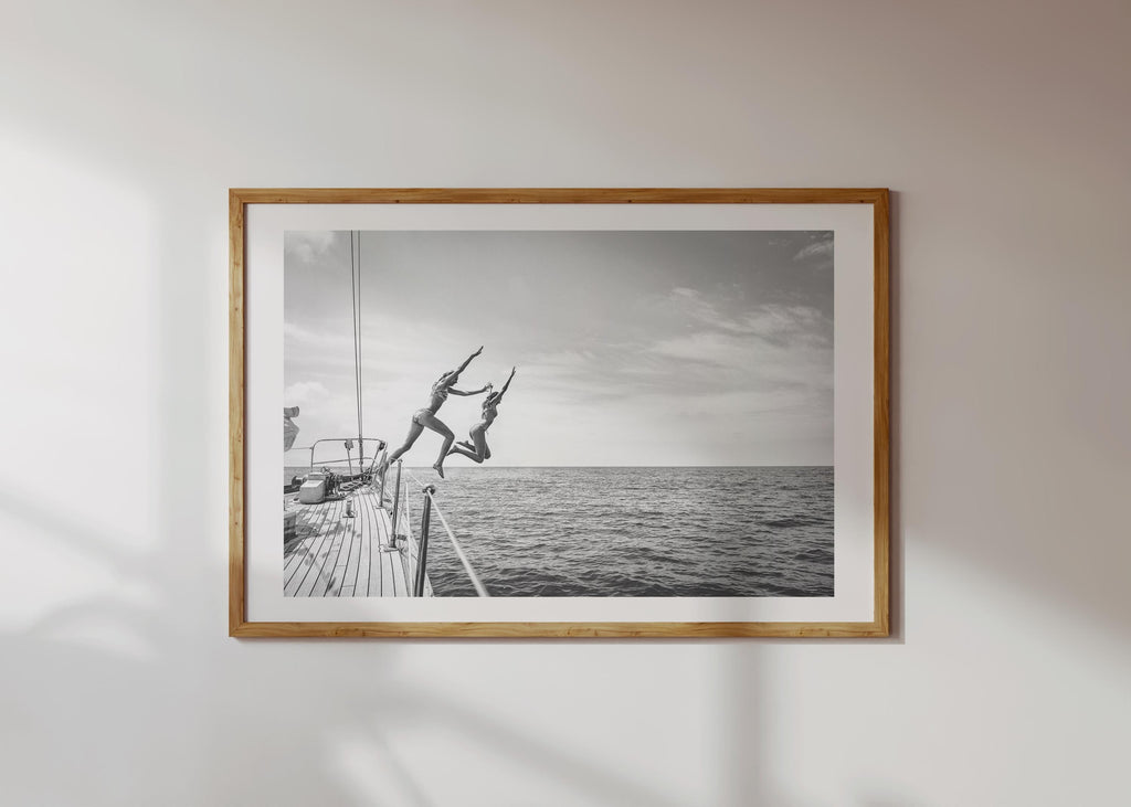Black and White Beach FRAMED or UNFRAMED Wall Art, Coastal Print, Adventure Beach House Decor