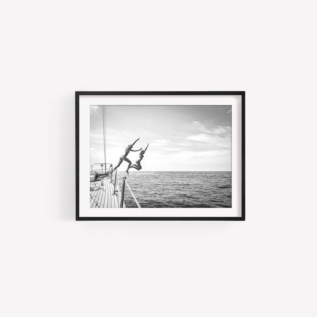 Black and White Beach FRAMED or UNFRAMED Wall Art, Coastal Print, Adventure Beach House Decor