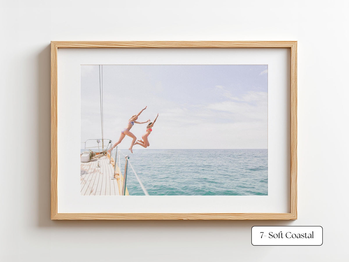 Blue Coastal Print FRAMED or UNFRAMED, Pastel Beach Wall Art, Coastal Wall Art, Summer Ocean Poster, Coastal Decor