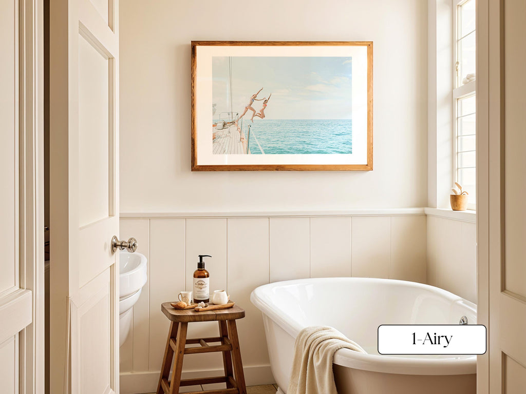 Coastal Print FRAMED or UNFRAMED, Pastel Beach Wall Art, Boho Coastal Photography, Summer Ocean Poster, Girls Jumping Print