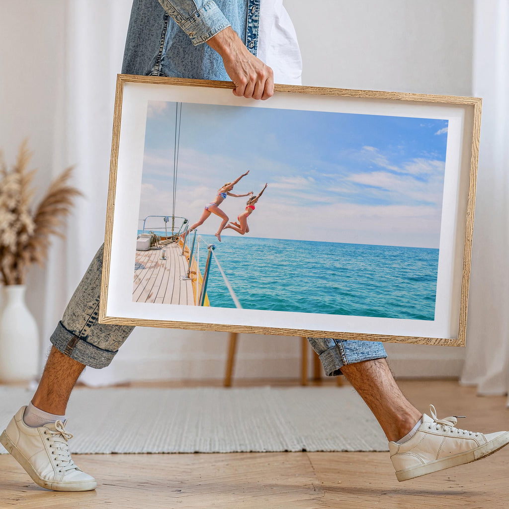 Vibrant Coastal Print Digital Download, Colorful Beach Wall Art, Boho Coastal Photography, Summer Ocean Poster, Girls Jumping Print