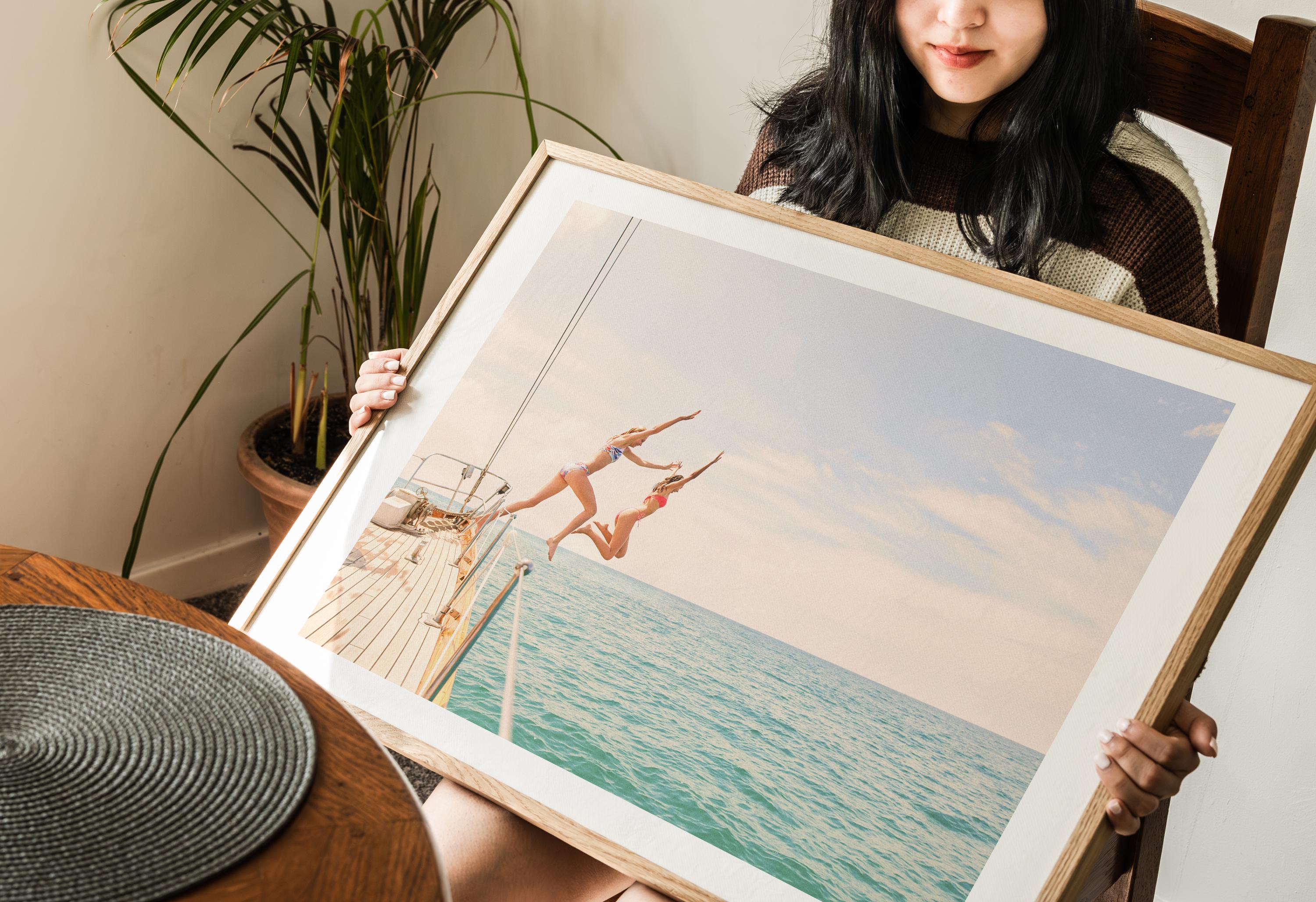 Coastal Print Digital Download, Colorful Beach Wall Art, Boho Coastal Photography, Summer Ocean Poster, Girls Jumping Print