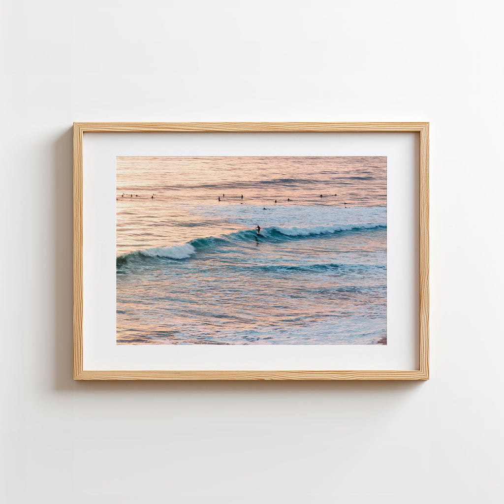 Vintage Minimalist Sunset Surfers DIGITAL DOWNLOAD, Pastel Beach Framed Wall Art, Fine Art Ocean Surf Poster, Coastal Summer Aesthetic