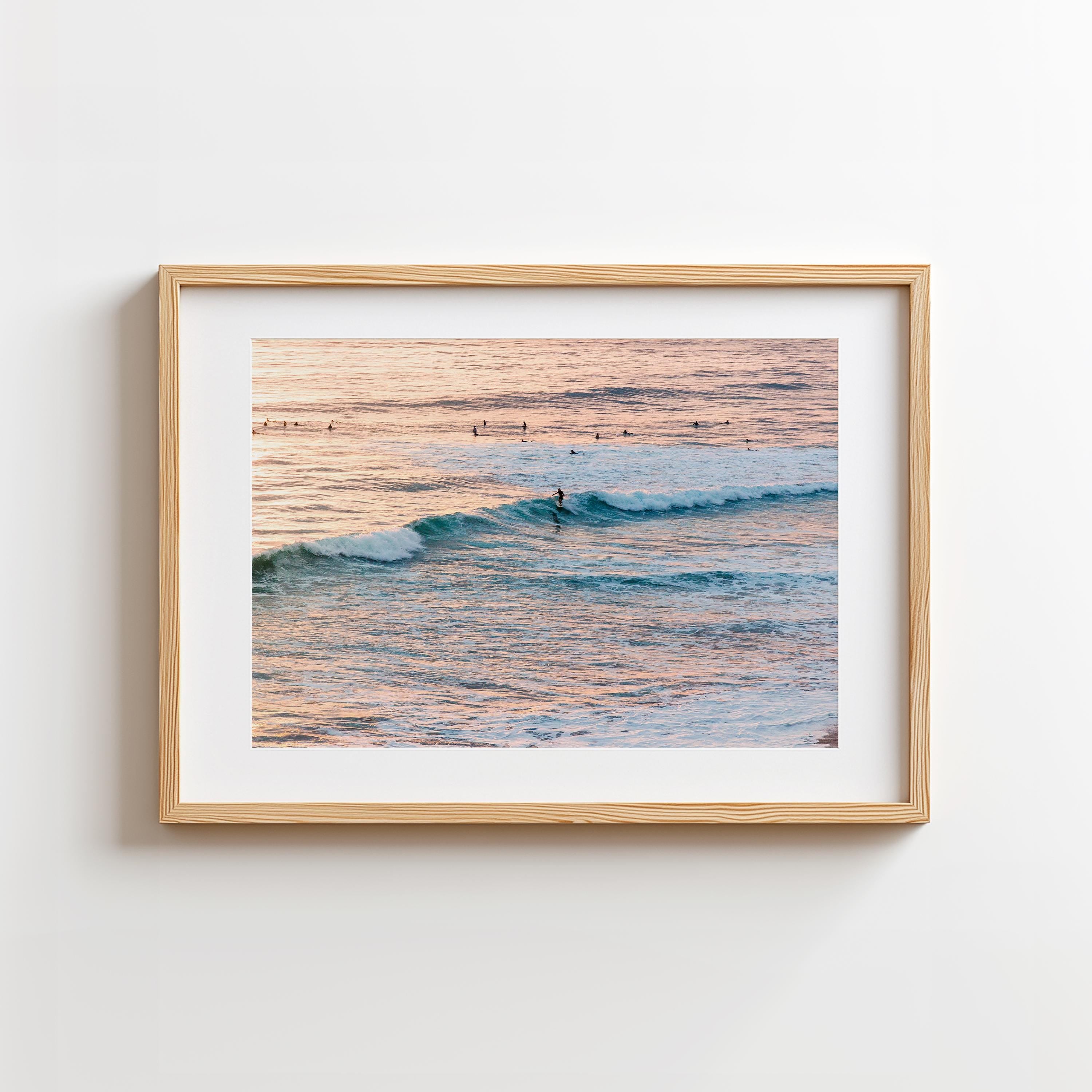 Vintage Minimalist Sunset Surfers DIGITAL DOWNLOAD, Pastel Beach Framed Wall Art, Fine Art Ocean Surf Poster, Coastal Summer Aesthetic