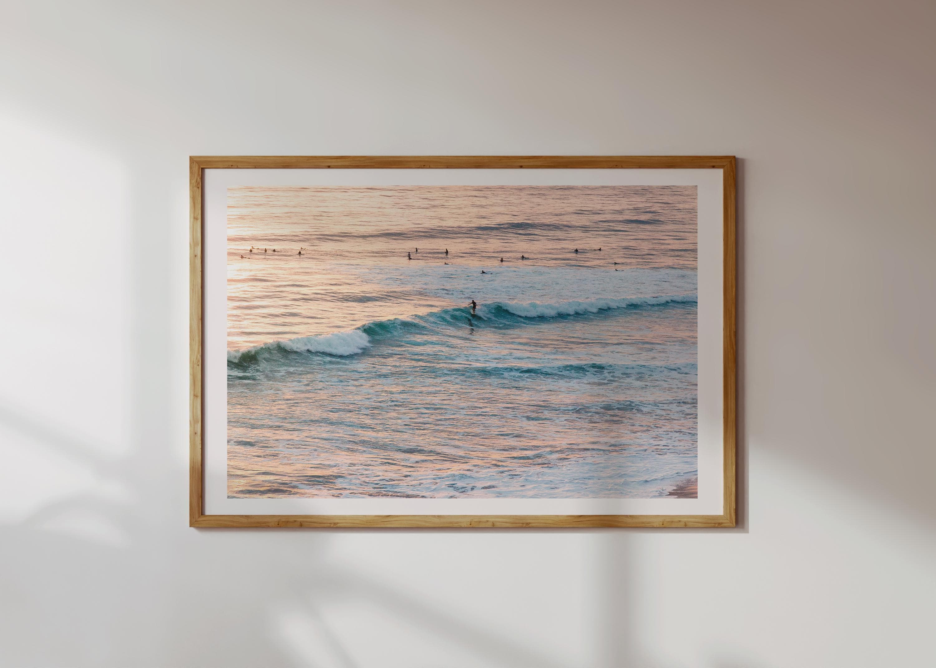 Vintage Minimalist Sunset Surfers DIGITAL DOWNLOAD, Pastel Beach Framed Wall Art, Fine Art Ocean Surf Poster, Coastal Summer Aesthetic