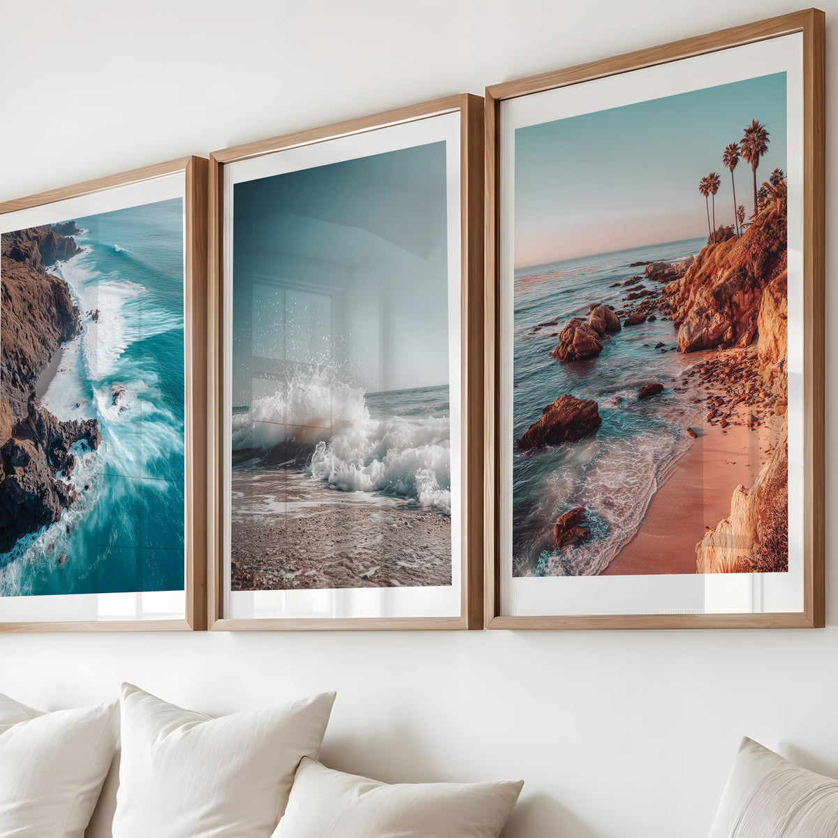 Coastal Wall Art Set of 3 Prints, California Beach Photography, Ocean & Surf Decor, Beach House Gallery Set, Framed or Unframed