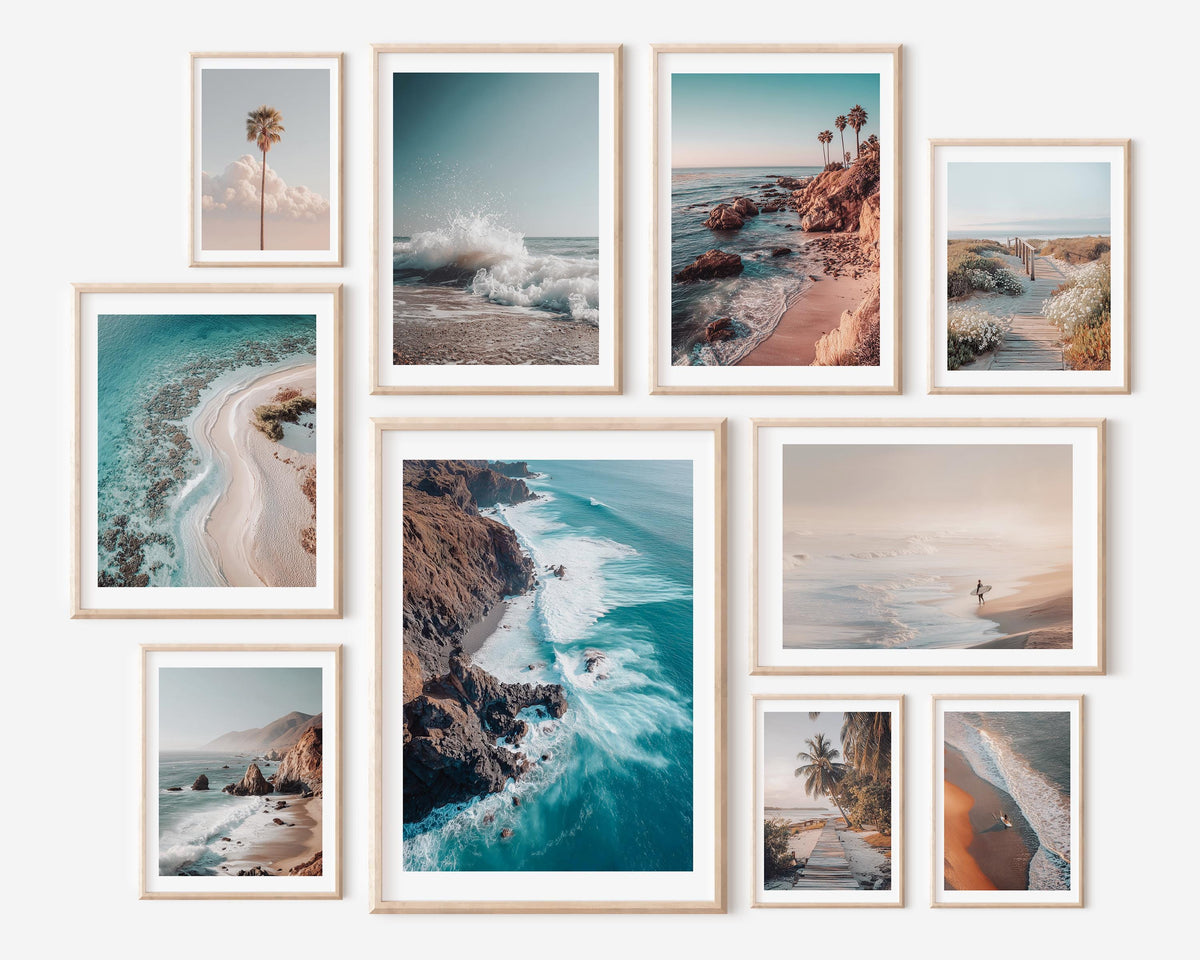 Coastal Wall Art Set of 3 Prints, California Beach Photography, Ocean & Surf Decor, Beach House Gallery Set, Framed or Unframed