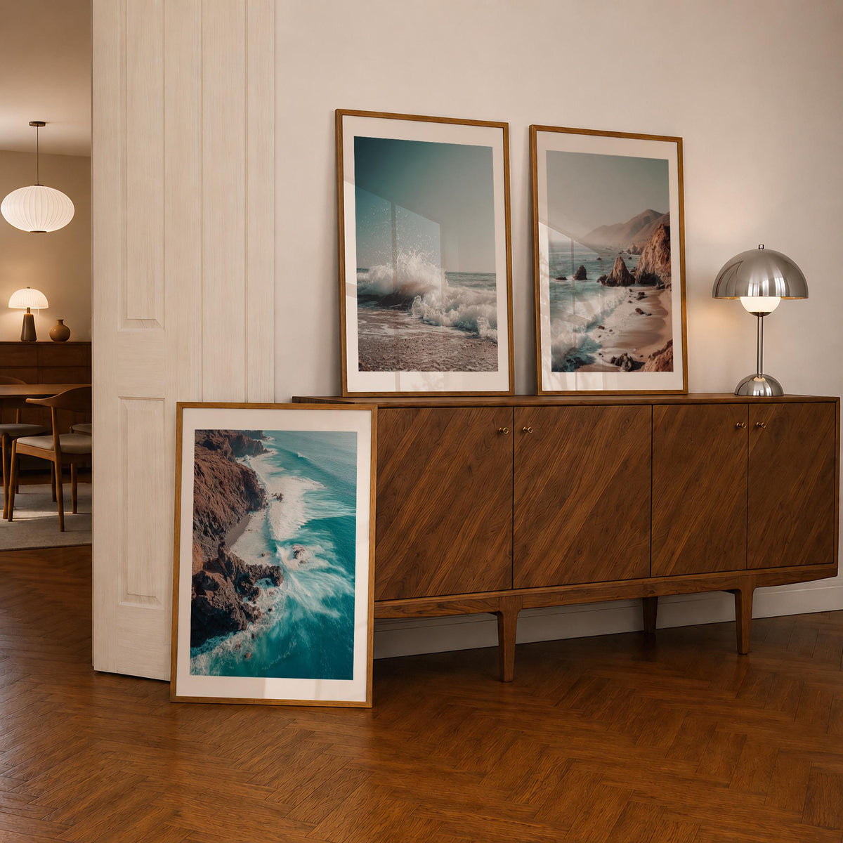Coastal Wall Art Set of 3 Prints, California Beach Photography, Ocean & Surf Decor, Beach House Gallery Set, Framed or Unframed