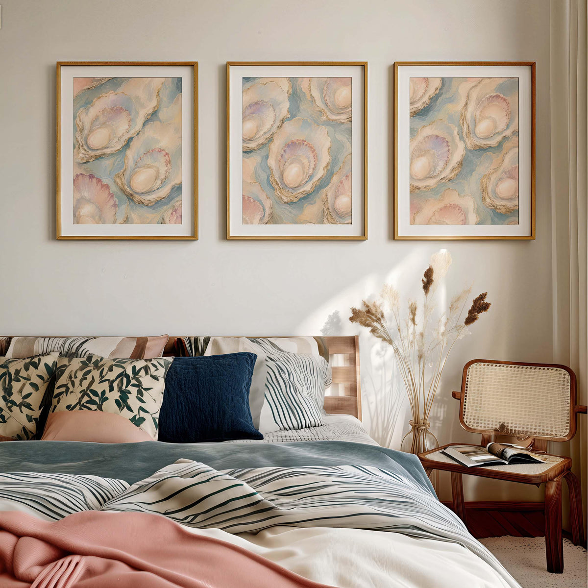 Triptych Wall Art, Set of 3 Wall Art, Oyster Wall Art, 3 Piece Wall Art, Coastal Wall Art, Oyster Art, Set of 3 Prints, FRAMED or UNFRAMED