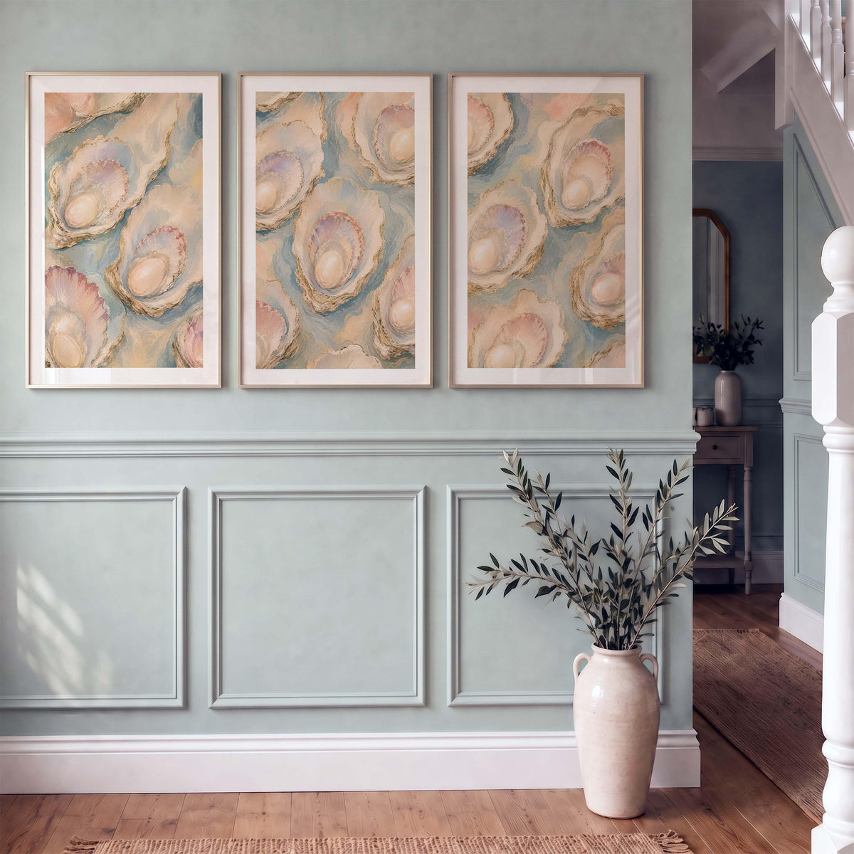 Triptych Wall Art, Set of 3 Wall Art, Oyster Wall Art, 3 Piece Wall Art, Coastal Wall Art, Oyster Art, Set of 3 Prints, FRAMED or UNFRAMED