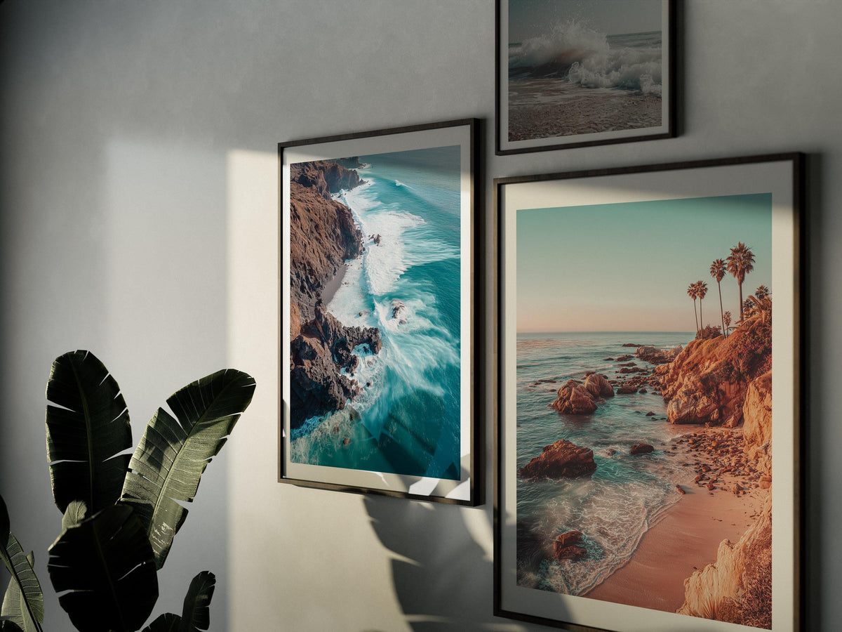 Coastal Wall Art Set of 3 Prints, California Beach Photography, Ocean & Surf Decor, Beach House Gallery Set, Framed or Unframed