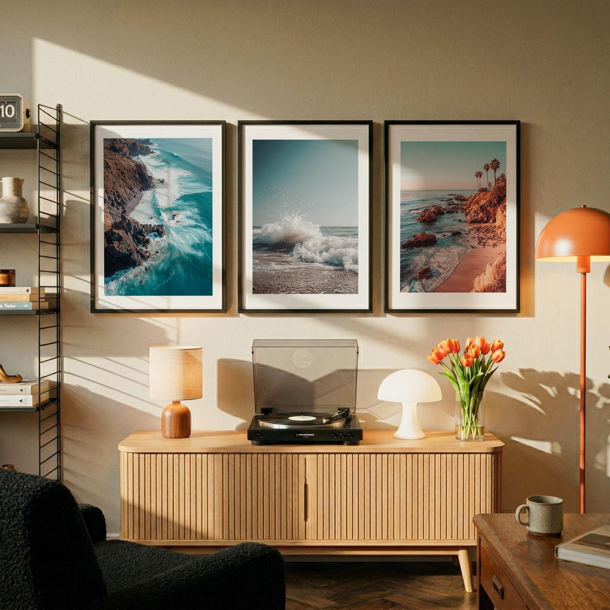 Coastal Wall Art Set of 3 Prints, California Beach Photography, Ocean & Surf Decor, Beach House Gallery Set, Framed or Unframed