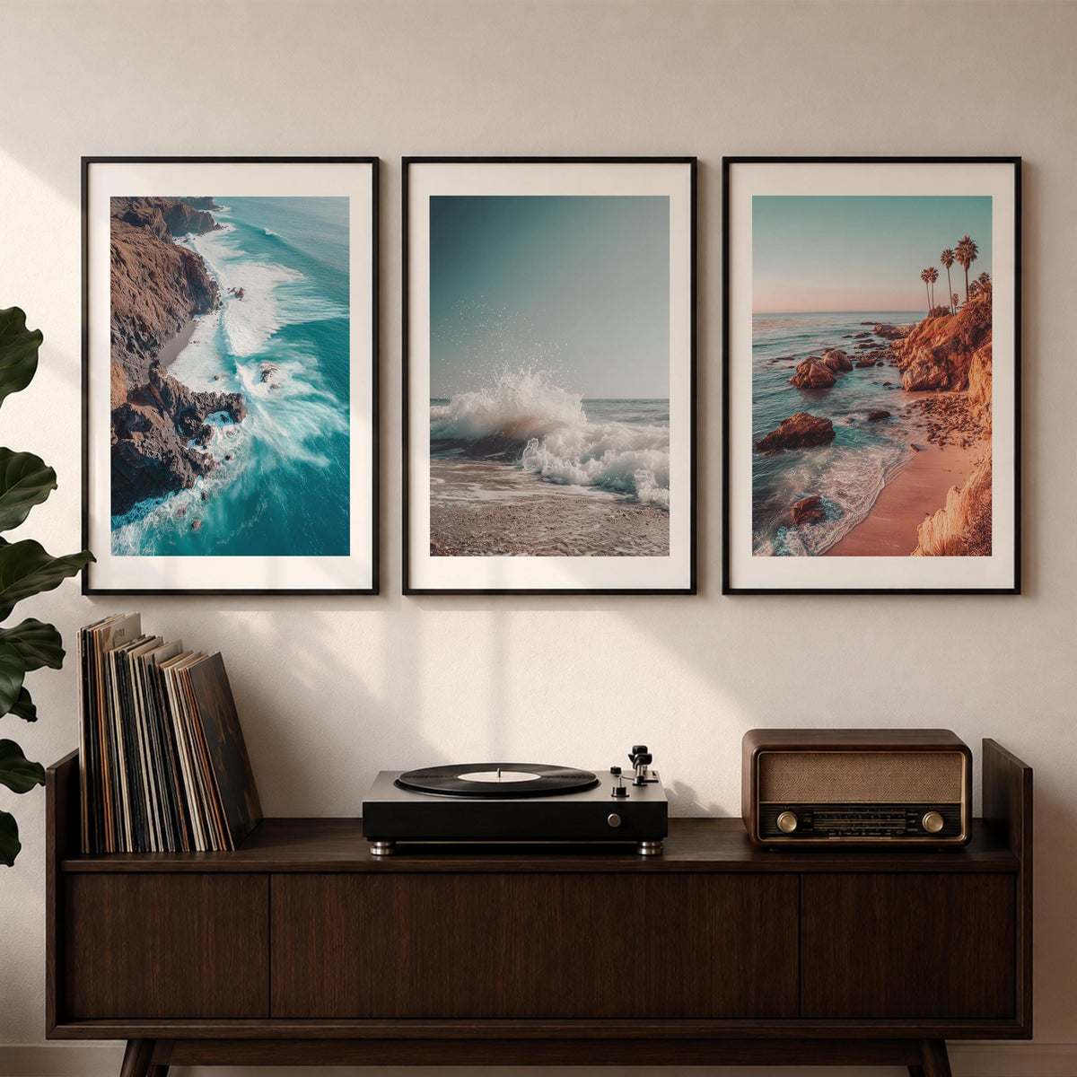 Coastal Wall Art Set of 3 Prints, California Beach Photography, Ocean & Surf Decor, Beach House Gallery Set, Framed or Unframed