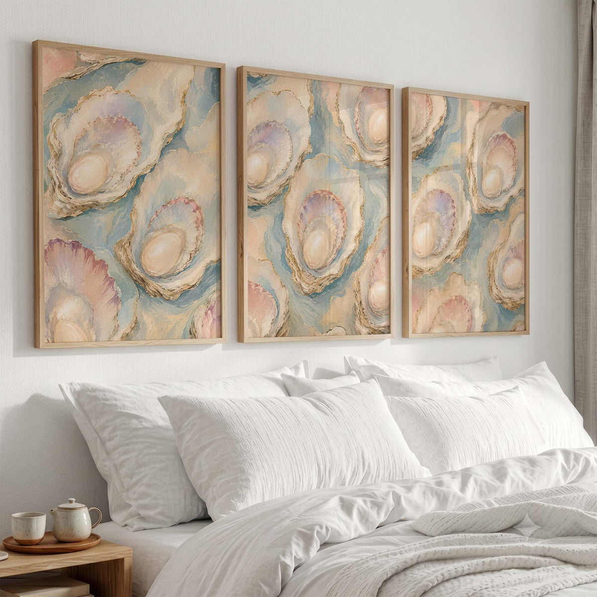 Triptych Wall Art, Set of 3 Wall Art, Oyster Wall Art, 3 Piece Wall Art, Coastal Wall Art, Oyster Art, Set of 3 Prints, FRAMED or UNFRAMED