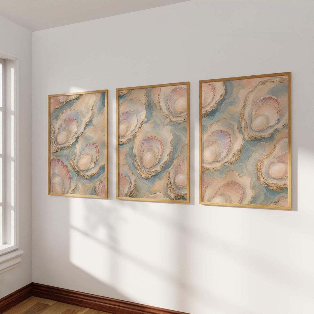 Triptych Wall Art, Set of 3 Wall Art, Oyster Wall Art, 3 Piece Wall Art, Coastal Wall Art, Oyster Art, Set of 3 Prints, FRAMED or UNFRAMED