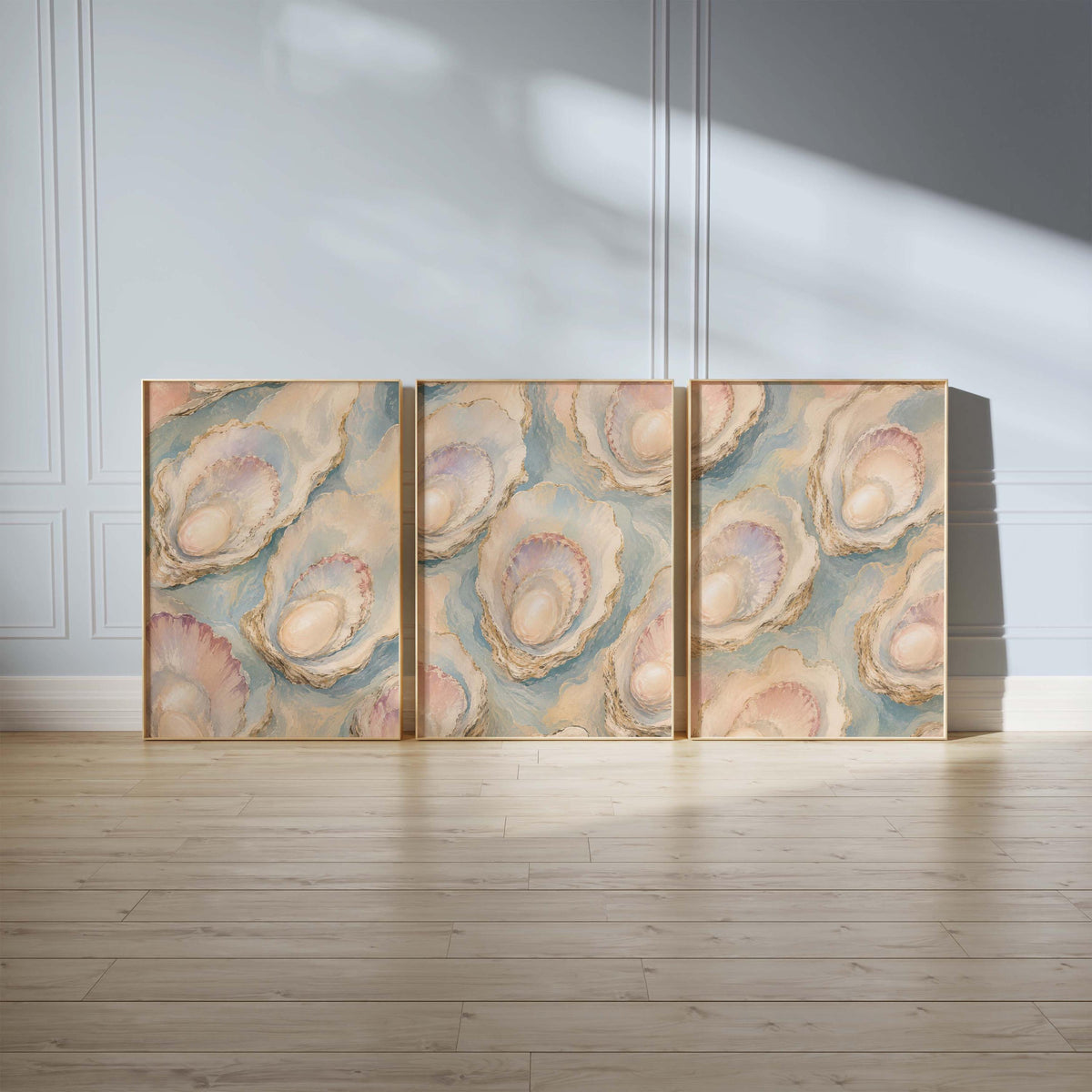 Triptych Wall Art, Set of 3 Wall Art, Oyster Wall Art, 3 Piece Wall Art, Coastal Wall Art, Oyster Art, Set of 3 Prints, FRAMED or UNFRAMED