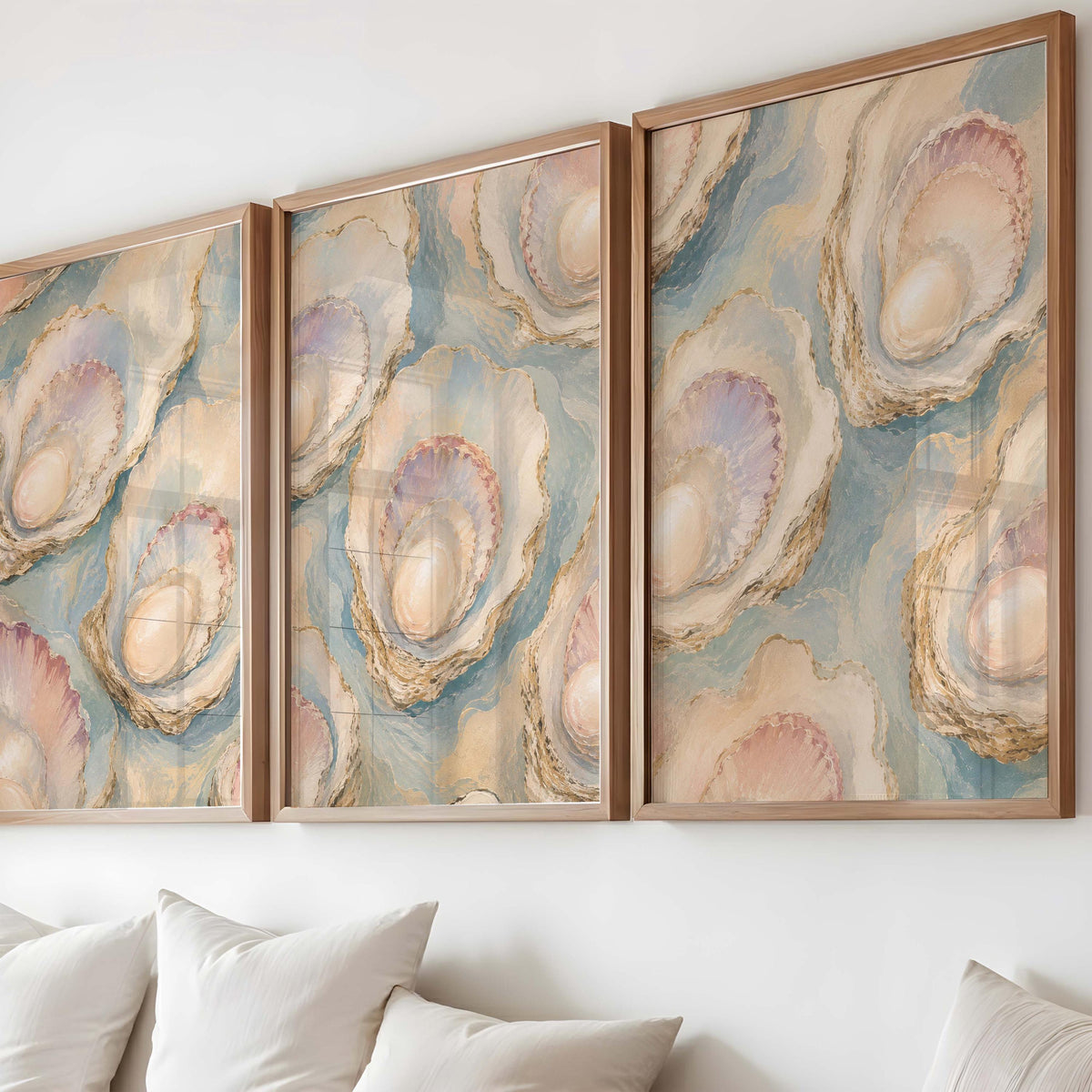 Triptych Wall Art, Set of 3 Wall Art, Oyster Wall Art, 3 Piece Wall Art, Coastal Wall Art, Oyster Art, Set of 3 Prints, FRAMED or UNFRAMED